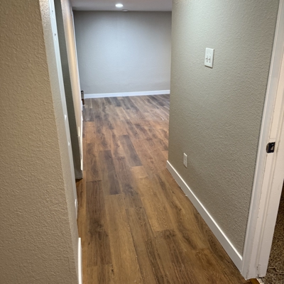 LVP Flooring Install in Basement Photo