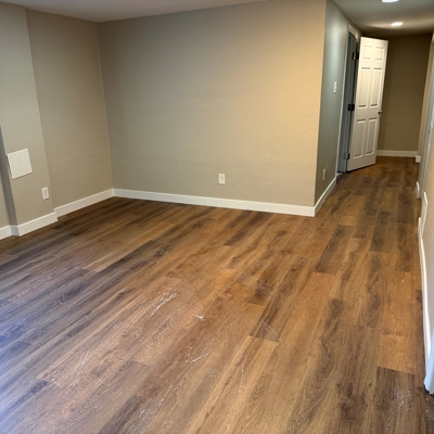 LVP Flooring Install in Basement Photo