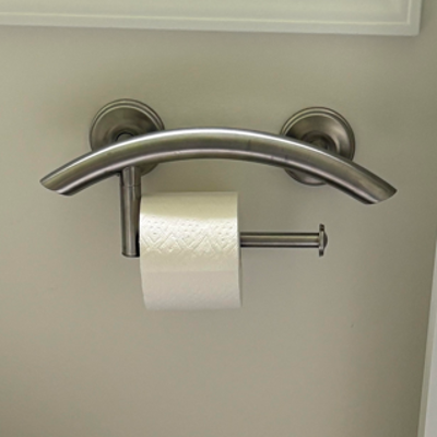 Bathroom toilet paper holder and grab bar Photo
